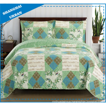 Vintage Country Printed Polyester Patchwork Style Bedspread Set